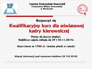 OFERTA CDN  KURSU KWALIFIKACYJNEGO XI 2014